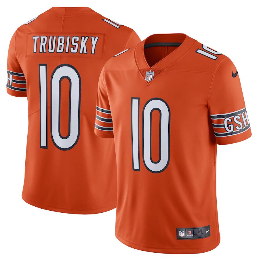 Men Chicago Bears #10 Mitchell Trubisky Nike Orange Alternate Vapor Untouchable Limited Player NFL Jersey